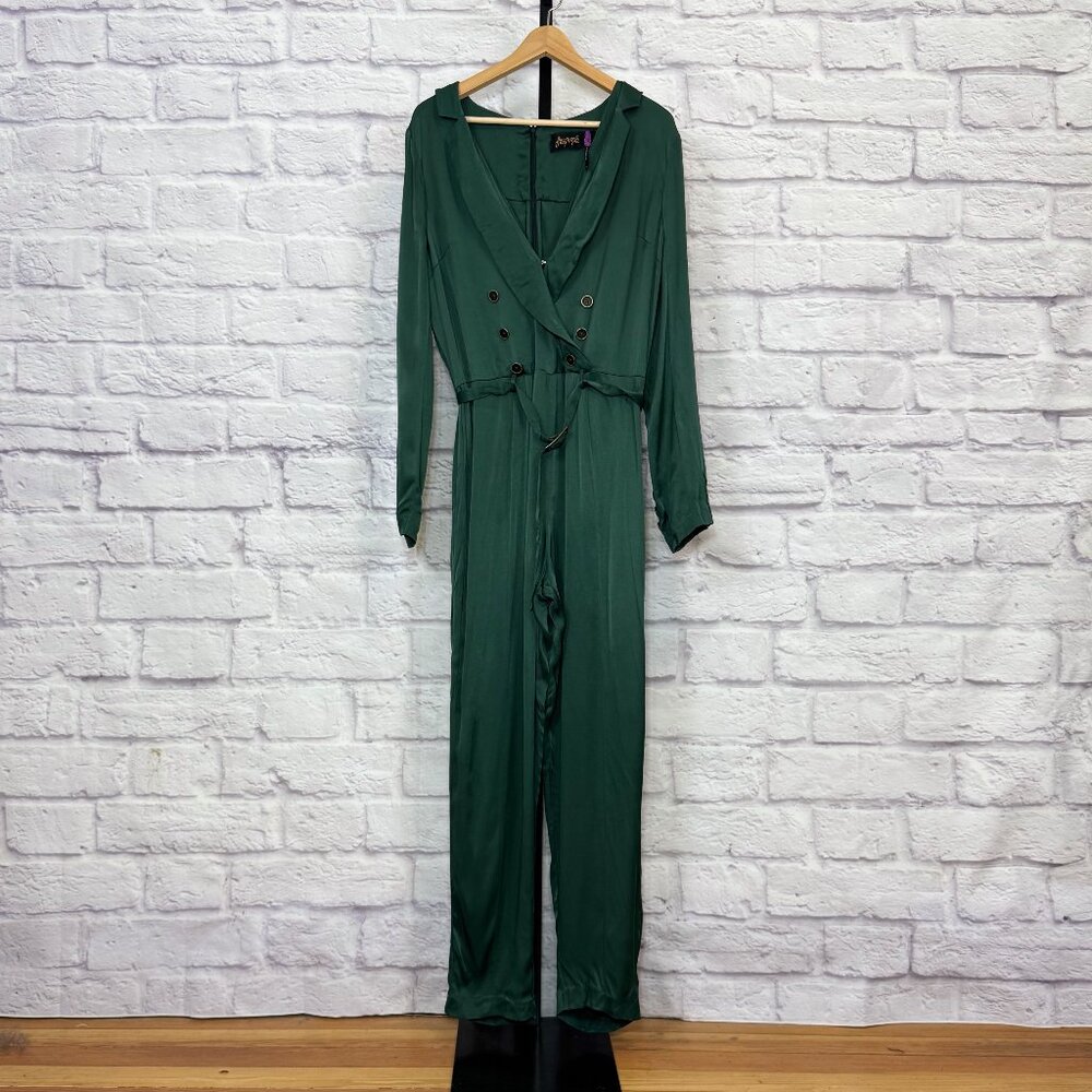 Free People I Am a Woman Green Jumpsuit